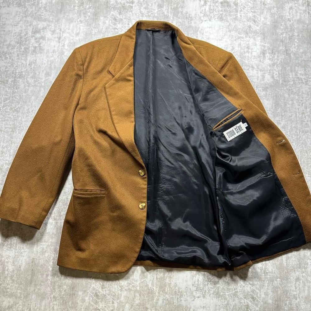 Studio Serie New York Blazer Mens L Camel Brown Wool Blend Vintage 2 Button USA